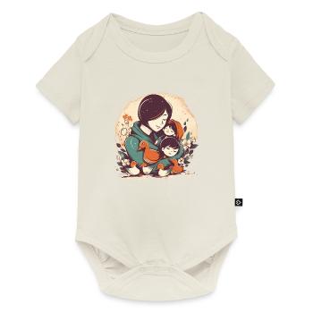 Wunderschönes Muttertagsdesign, Mama umarmt zwei - Baby Premium Kurzarmbody - Naturweiß - Vorne