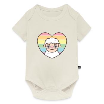 Mignon mouton Arc-en-ciel Cœur Subtil Fierté - Body à manches courtes Premium Bébé - blanc cassé - Devant