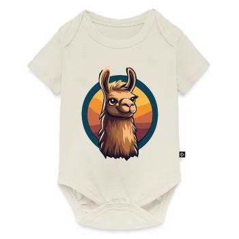 Friendly Lama Logo - Baby Premium Kurzarmbody - Naturweiß - Vorne
