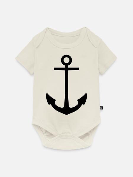 anker - Baby Premium Kurzarmbody - Naturweiß