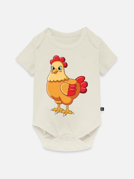 Huhn - Baby Premium Kurzarmbody - Naturweiß