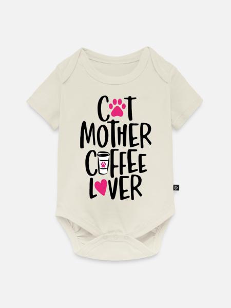 Katzenmutter Kaffeeliebhaber - Baby Premium Kurzarmbody - Naturweiß