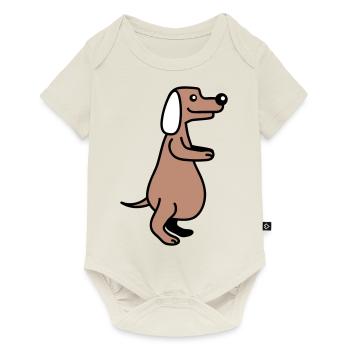 chien gros ventre en surpoids drôle dessin animé bande dessinée - Body à manches courtes Premium Bébé - blanc cassé - Devant