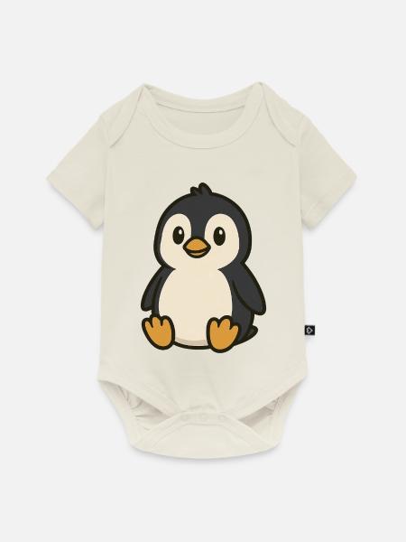 Niedlicher Cartoon-Pinguin – Arktis-Freund - Baby Premium Kurzarmbody - Naturweiß
