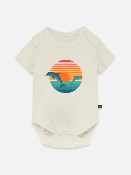 Delfine & Sonne - Baby Premium Kurzarmbody - Naturweiß
