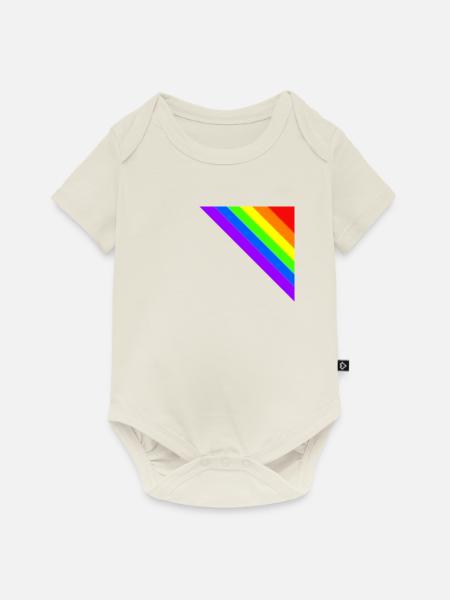 Regenbogen Geschenkidee Ecke bunt - Baby Premium Kurzarmbody - Naturweiß