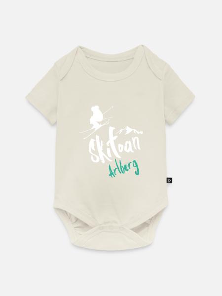 Skifahren Arlberg - Baby Premium Kurzarmbody - Naturweiß