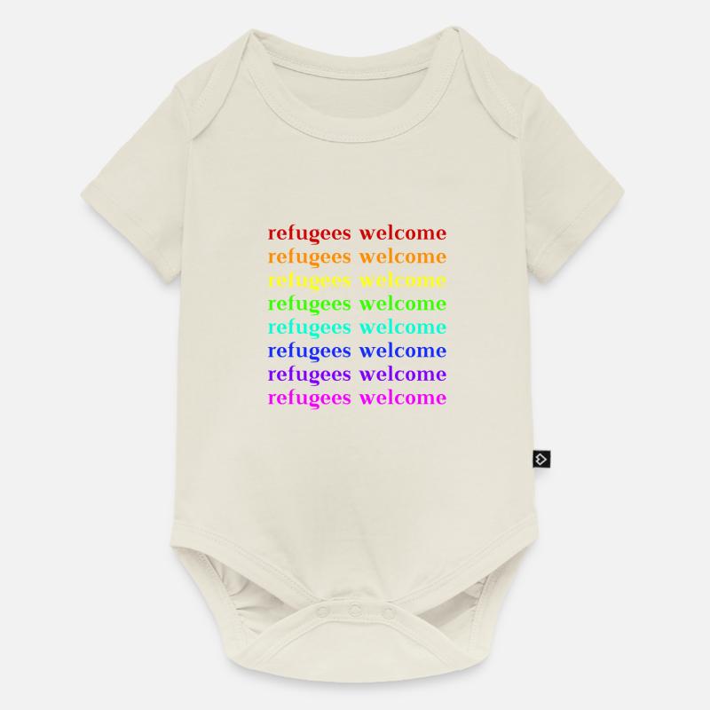 Refugees Welcome Geschenkidee - Baby Premium Kurzarmbody - Naturweiß