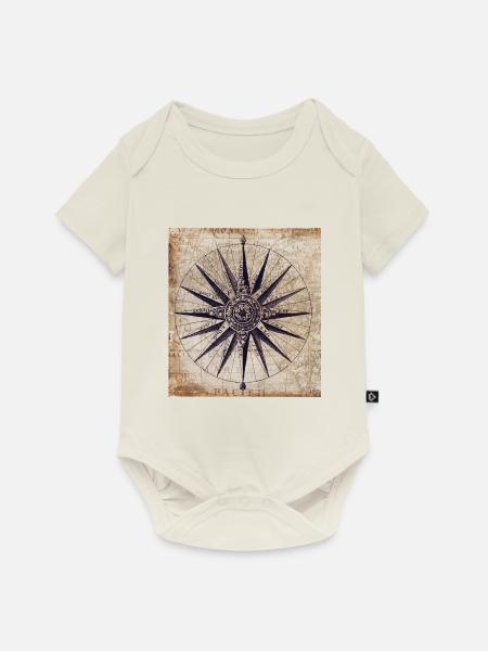Kompass - Baby Premium Kurzarmbody - Naturweiß