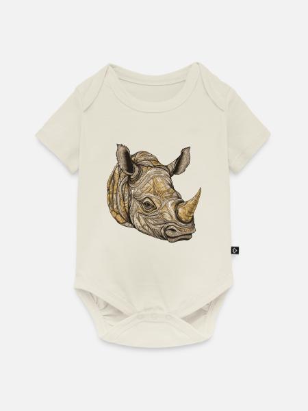 Nashorn Portrait - Baby Premium Kurzarmbody - Naturweiß