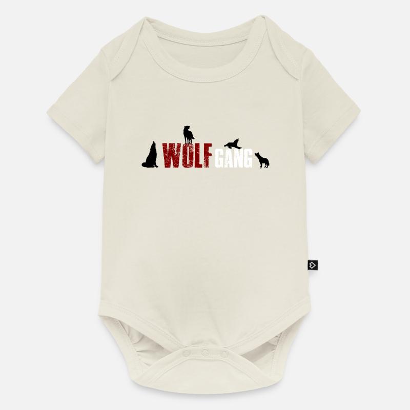 Wolfgang- Wolf Gang 4 Name oder Tiergruppe? - Baby Premium Kurzarmbody - Naturweiß