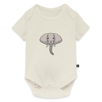 Elephant, head, elephant head, drawing - Baby Premium short-sleeve bodysuit - off white - Front