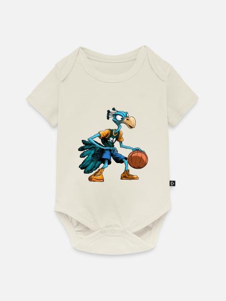 Basketball Vogelstrauss - Baby Premium Kurzarmbody - Naturweiß