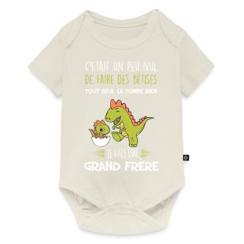 Je vais etre grand frère cadeau enfant futur frère - Body à manches courtes Premium Bébé - blanc cassé - Devant