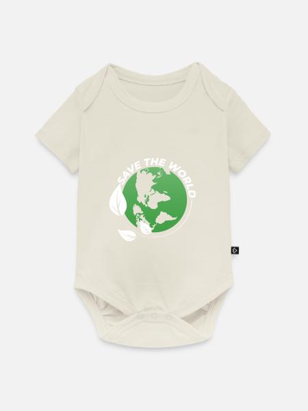 Save the World - Baby Premium Kurzarmbody - Naturweiß