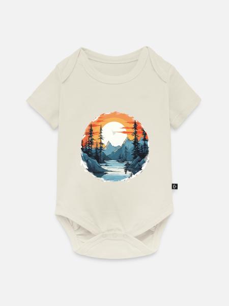 Natur Flusslandschaft - Baby Premium Kurzarmbody - Naturweiß