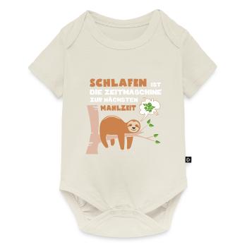 Schlafen ist d. Zeitmaschine zur nächsten Mahlzeit - Baby Premium Kurzarmbody - Naturweiß - Vorne