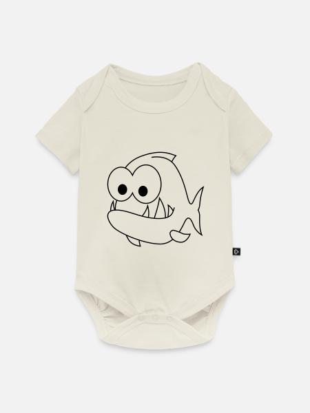Piranha Comic Tier - Baby Premium Kurzarmbody - Naturweiß