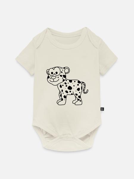 Leopard Comic Tier - Baby Premium Kurzarmbody - Naturweiß