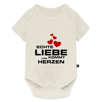 Liebeserklärung Liebe Kommt von Herzen Spruch - Baby Premium Kurzarmbody - Naturweiß - Vorne