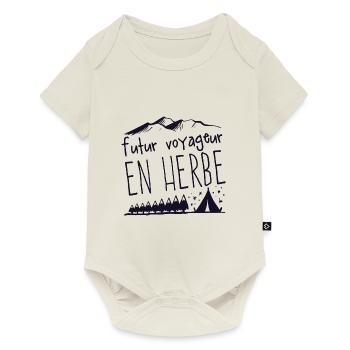 Futur voyageur en herbe - Body à manches courtes Premium Bébé - blanc cassé - Devant