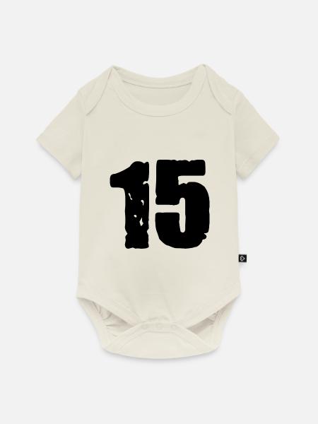15 Zahl Trikot - Baby Premium Kurzarmbody - Naturweiß