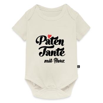Patentante mit Herz Taufpatin Taufe - Baby Premium Kurzarmbody - Naturweiß - Vorne
