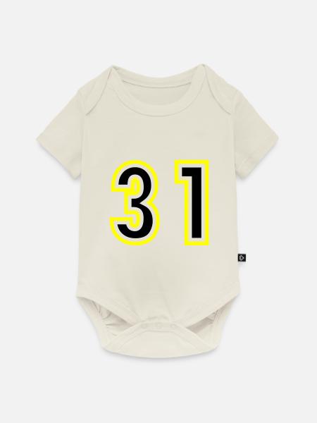 31 Zahl College - Baby Premium Kurzarmbody - Naturweiß
