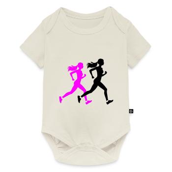 Running Marathon Woman Silhouette - Baby Premium short-sleeve bodysuit - off white - Front