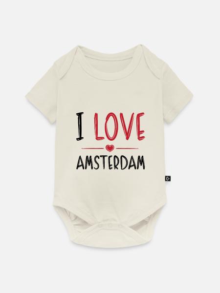 I Love Amsterdam - Baby Premium Kurzarmbody - Naturweiß