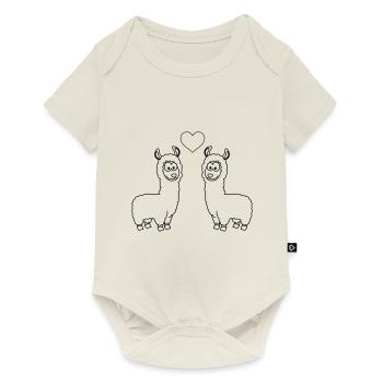 Alpaka Comic Paar liebe - Baby Premium Kurzarmbody - Naturweiß - Vorne