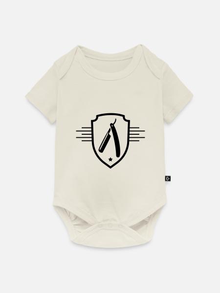Barber Rasierklinge - Baby Premium Kurzarmbody - Naturweiß