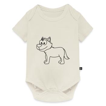 Wolf Comic Tier - Baby Premium Kurzarmbody - Naturweiß - Vorne
