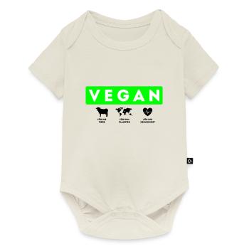 Vegan, Tiere Planeten Gesundheit - Baby Premium Kurzarmbody - Naturweiß - Vorne