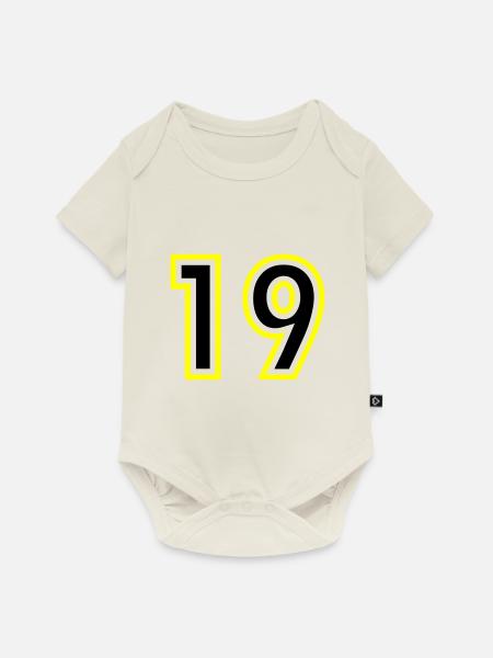 19 Zahl College - Baby Premium Kurzarmbody - Naturweiß