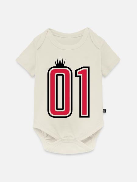 01 eins krone 1 nummer - Baby Premium Kurzarmbody - Naturweiß