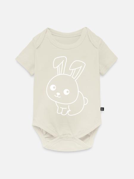 Hase Comic Tier - Baby Premium Kurzarmbody - Naturweiß