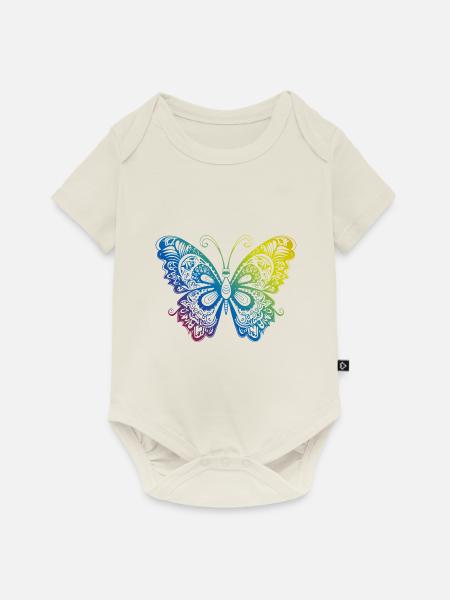 Schmetterling Mandala Boho - Baby Premium Kurzarmbody - Naturweiß