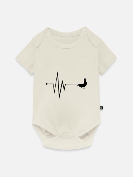 Hahn Puls - Baby Premium Kurzarmbody - Naturweiß