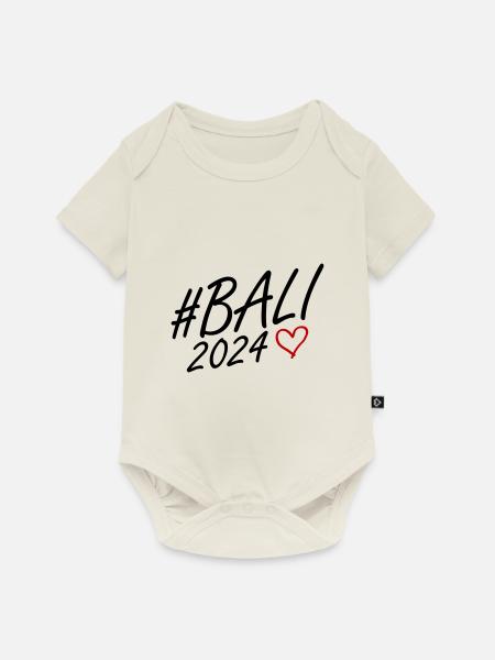 Bali 2024 Herz Reise - Baby Premium Kurzarmbody - Naturweiß