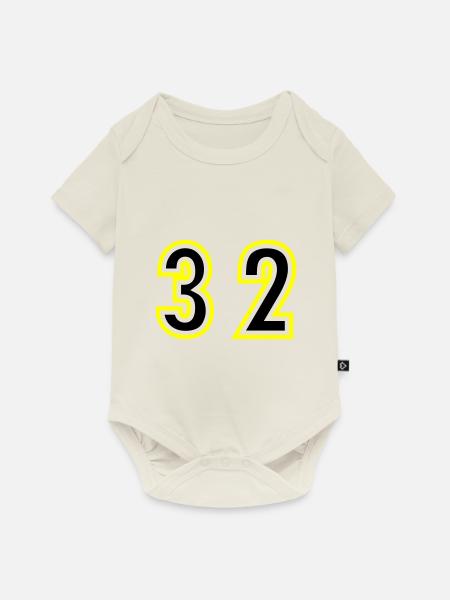 32 Zahl College - Baby Premium Kurzarmbody - Naturweiß
