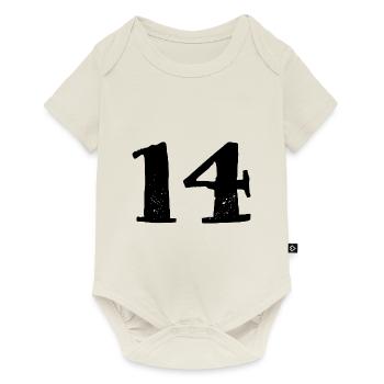 14 Zahl Trikot - Baby Premium Kurzarmbody - Naturweiß - Vorne