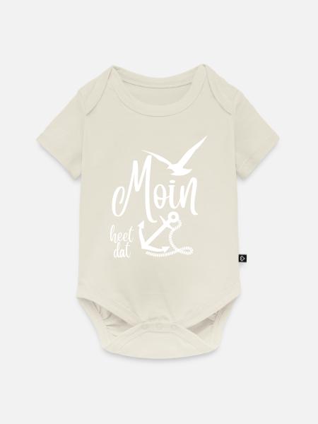 Moin heet dat - Anker & Möwen Motiv - Norddeutsch - Baby Premium Kurzarmbody - Naturweiß