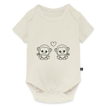 Affe Comic Paar Liebe - Baby Premium Kurzarmbody - Naturweiß - Vorne