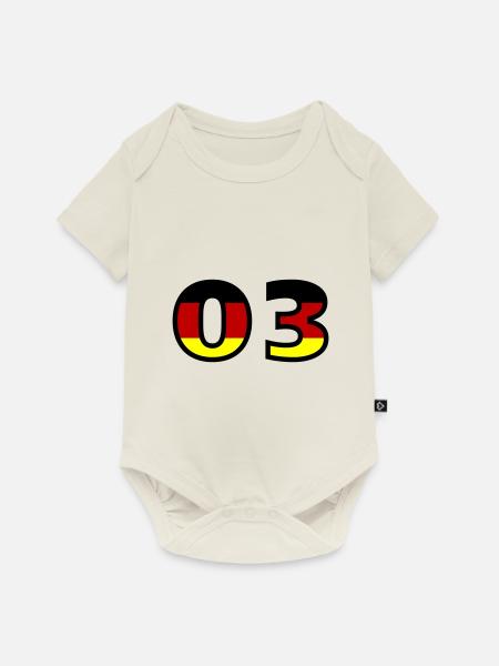 3 Zahl Deutschland Trikot - Baby Premium Kurzarmbody - Naturweiß