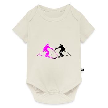 Skiing Skiing Woman Silhouette - Baby Premium short-sleeve bodysuit - off white - Front