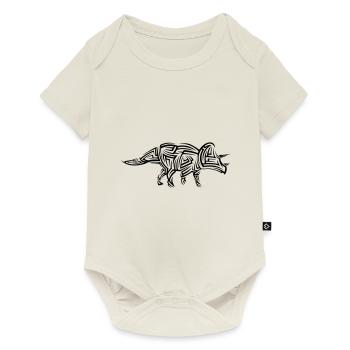 Dinosaur Triceratops Tribal Tattoo - Baby Premium short-sleeve bodysuit - off white - Front