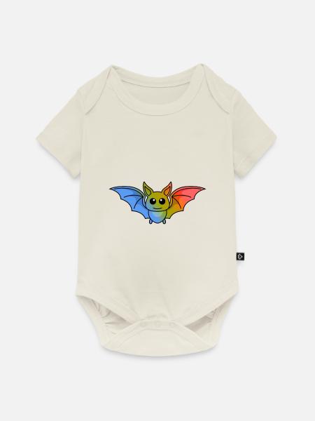 Fledermaus Comic Tier - Baby Premium Kurzarmbody - Naturweiß