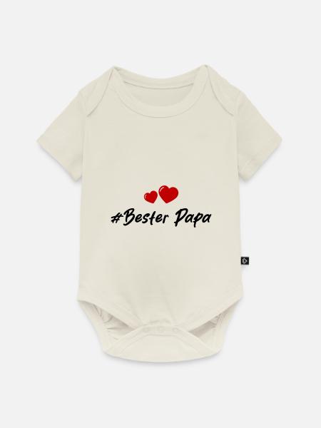 Bester Papa Herzen Liebe - Baby Premium Kurzarmbody - Naturweiß