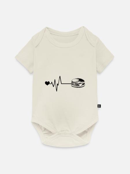 Burger Puls Herz Liebe - Baby Premium Kurzarmbody - Naturweiß
